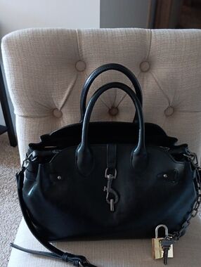 Steve Madden Black Satchel with Lock Accent
